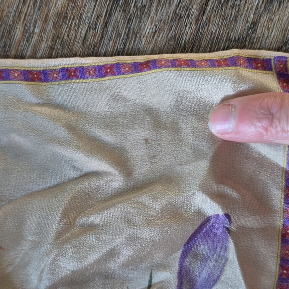 Liz Claiborne Vintage Floral Silk Scarf with Purple and Pink Accents - Picture 8 of 8